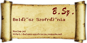 Belász Szofrónia névjegykártya